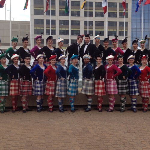 Full dance team outside Scope Arena