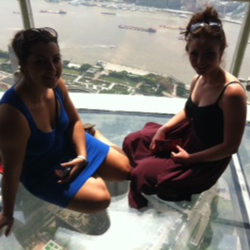 Rachel & Lana up Pearl Tower