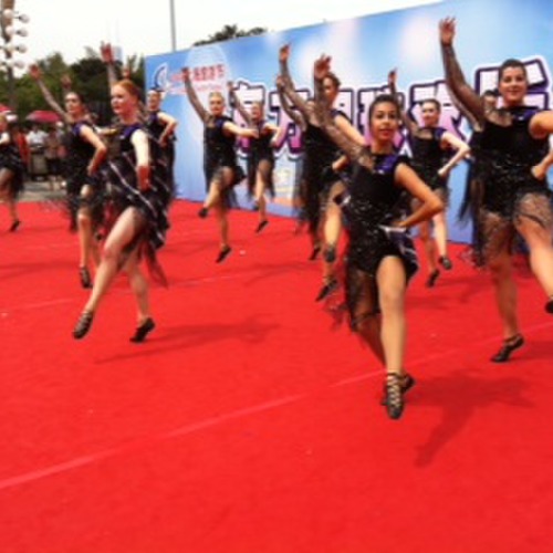 Performing outside Pearl Tower